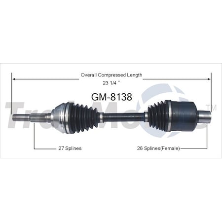 Surtrack Axle Cv Axle Shaft, Gm-8138 GM-8138